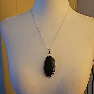 Jasper Stone Pendant Necklace 20"